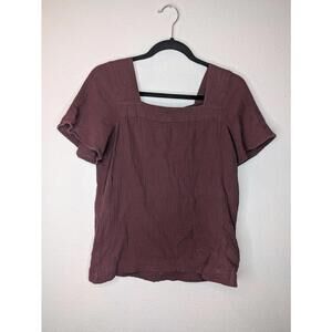 Madewell Burgundy Square Neck Gauze Button Top Women’s XS